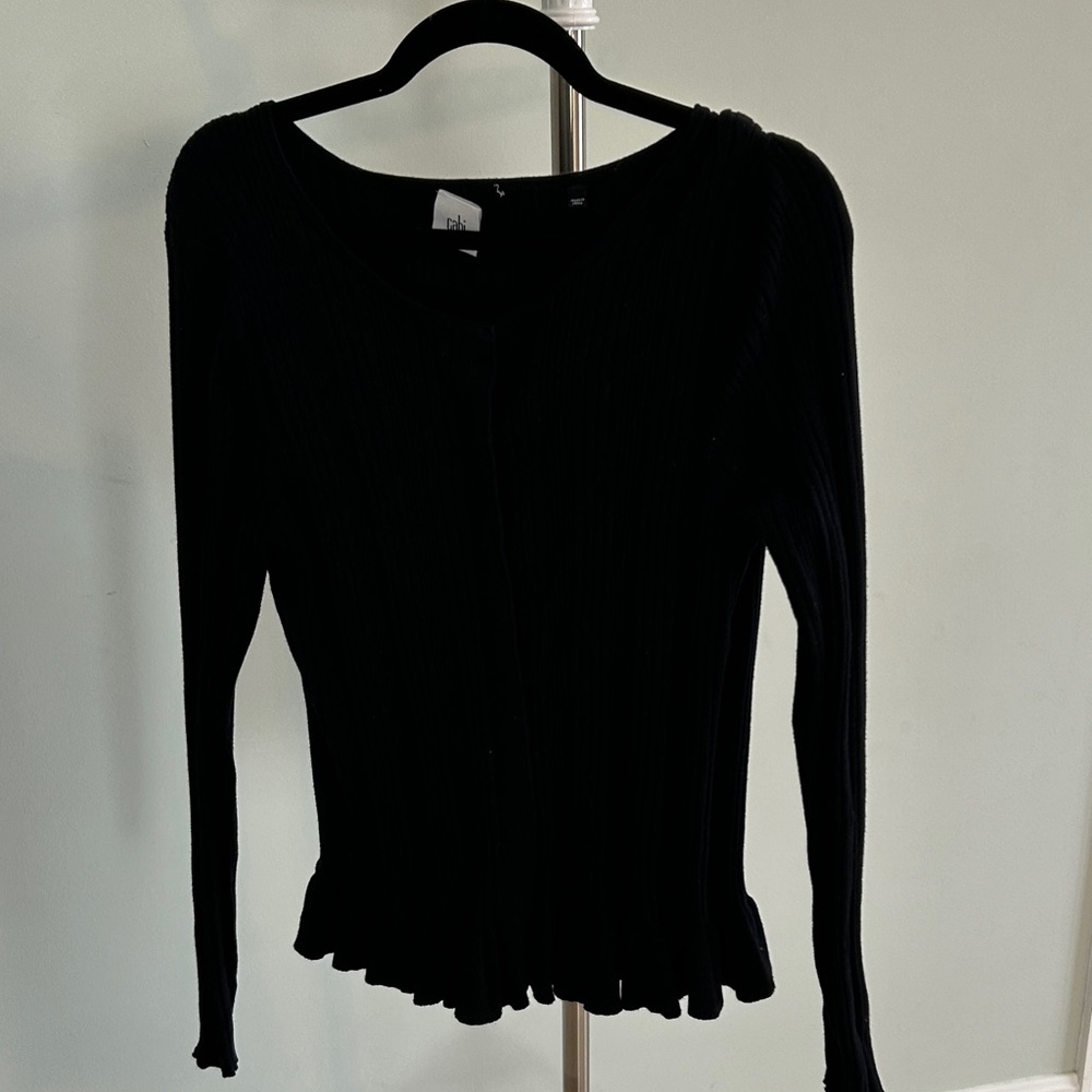 CAbi Black Ribbed Long Sleeve Top